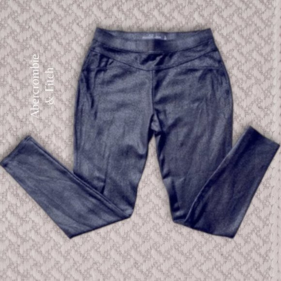 A&F Curved Abercrombie & Fitch Coated Black Pants- Leggings - Picture 1 of 11